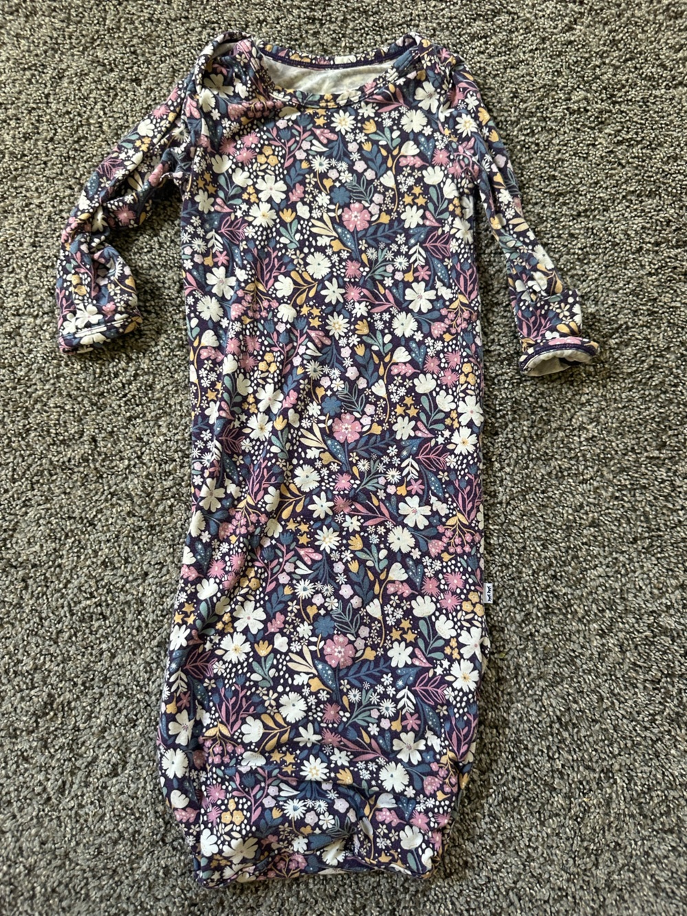 Little Sleepies Newborn Foldover Gown in Midnight Petals 0-3 months pajamas